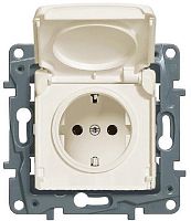 Розетка с заземлением без рамки Legrand Etika 1-м. крышка шторки IP44 слоновая кость картинка